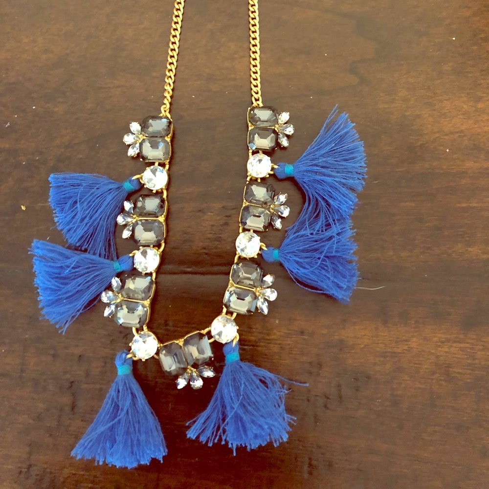 JCREW blue tassel necklace